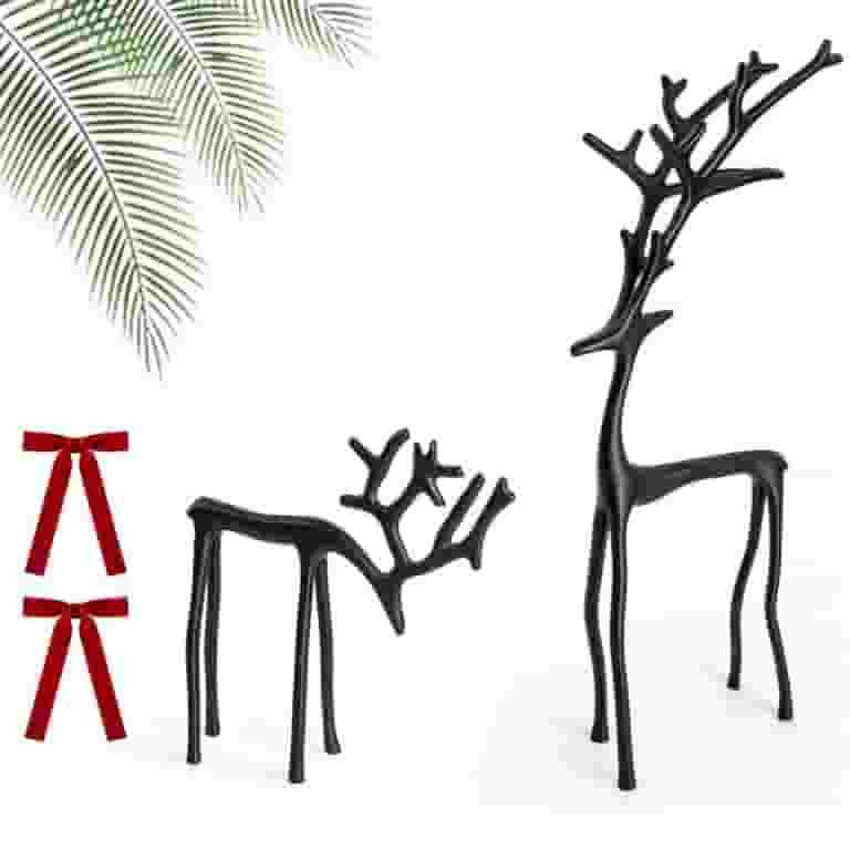Set of 2 Black Reindeer Statues,Black Metal Reindeer Christmas Decoration,Christmas Decor Figurin... | Walmart (US)