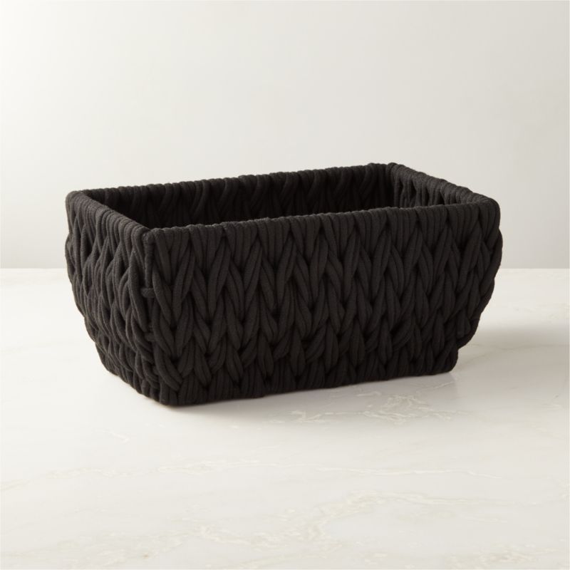 Conway Rectangular Black Cotton Storage Basket Small + Reviews | CB2 | CB2