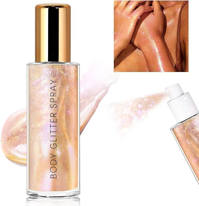 HOSAILY Body Glitter Spray, Moisturizing Bronze Body Shimmer Luminizer Glow Illuminator Quick-Dry... | Amazon (US)