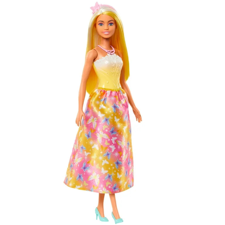 Barbie Royal Doll with Brightly Highlighted Hair, Butterfly-Print Skirt and Accessories | Walmart (US)