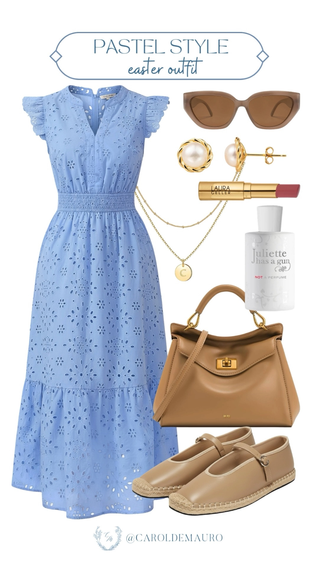 This periwinkle eyelet dress might be your new favorite for spring, especially when paired with those buttery tan Mary Janes! Keep it classy with pearl earrings and gold accessories, and a pair of shades.

easter outfit, amazon fashion, affordable style, outfit inspo, timeless style, modest dress, formal wear, fashion accessories

#LTKootd #LTKSeasonal #LTKU