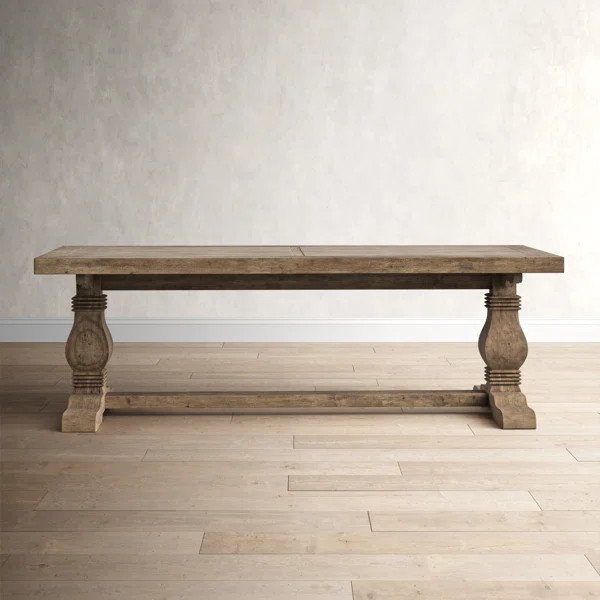 Kinston 94'' Pine Solid Wood Trestle Dining Table | Wayfair North America