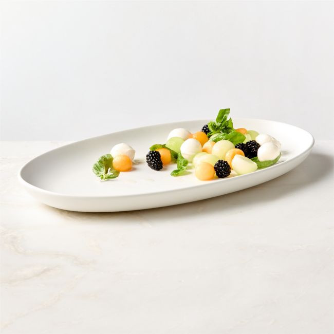 Mori Oval Matte White Serving Platter | CB2