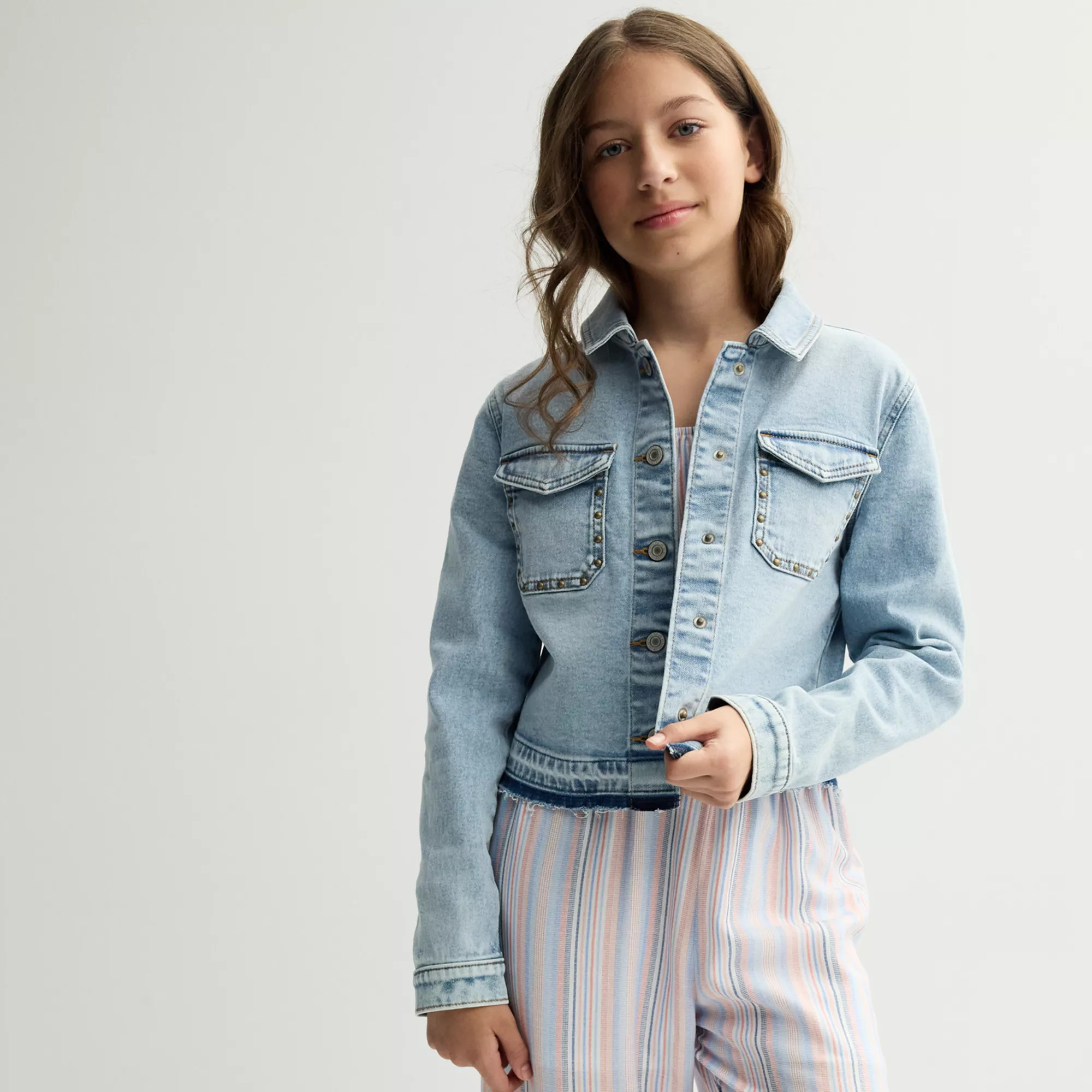 Girls 6-20 SO® Cropped Denim Jacket in Regular and Plus Size | Kohl's