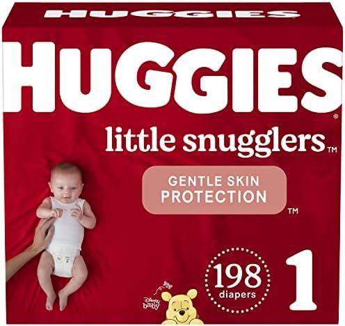 Baby Diapers Size 1, 198 Ct, Huggies Little Snugglers Newborn Diapers | Amazon (US)