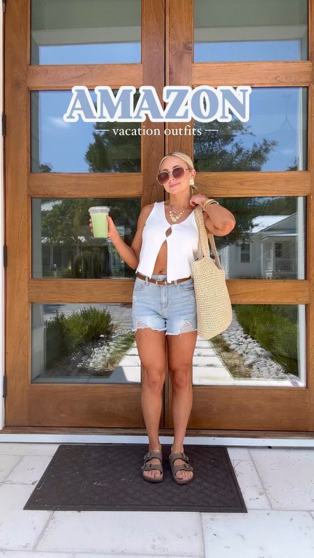 Amazon vacation outfits— wearing a small in all tops! Size 4 in both jeans and
#vacationoutfits #amazonfashion #amazonoutfits 

#LTKTravel #LTKStyleTip #LTKFindsUnder50