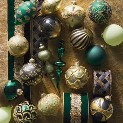 Emerald Nouveau 30-piece Ornament Collection | Frontgate