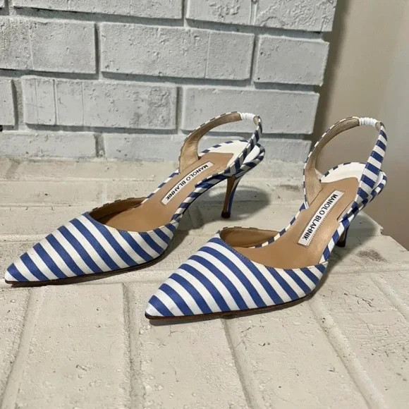 Manolo Blahnik heels, blue & white stripe, 36 EU, 5.5 US | Poshmark