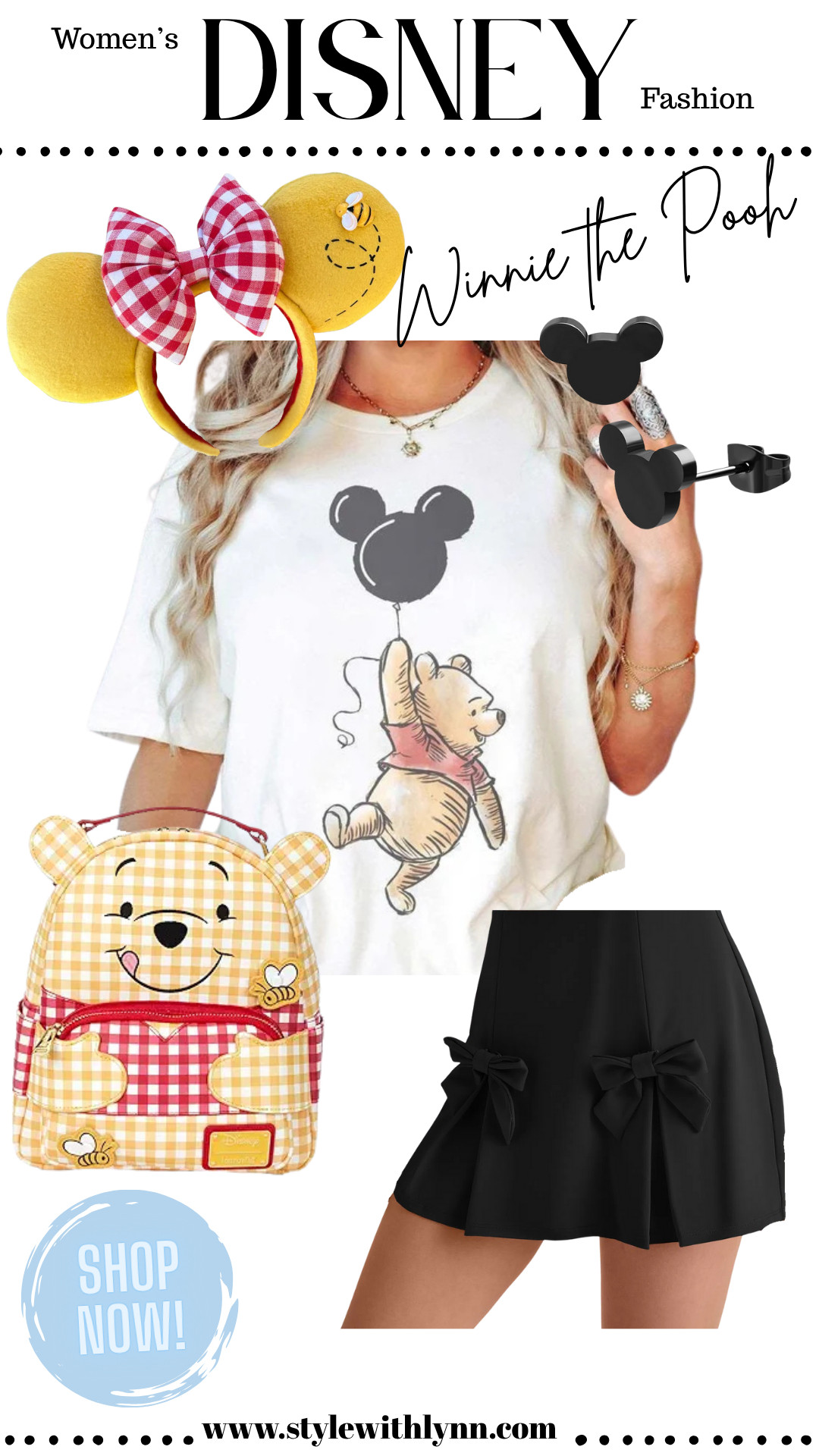 Sweet as honey in this adorable Winnie the Pooh Disney outfit! 🍯🎈 Perfect for your next Disney trip or cozy Disney style at home. Featuring the cutest Pooh graphic tee, Halara bow-detail skirt, must-have Pooh Loungefly backpack, Mickey earrings, and matching Minnie ears!

🛍️ Shop this full look on my LTK and bring a little magic to your wardrobe!

#DisneyOutfitInspo #WinnieThePoohStyle #DisneyParksOutfit #DisneyFashionForWomen #LoungeflyBackpack #DisneyBoundingIdeas #LTKDisney #ShopLTK #DisneyStyle #PoohOutfit  

 #LTKStyleTip #LTKTravel