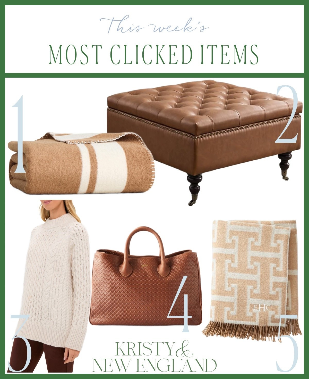 Most popular camel throw blanket, tufted ottoman, fisherman sweater, leather basket weave bag, Greek key throw blankett

#LTKOver40 #LTKHome #LTKSaleAlert