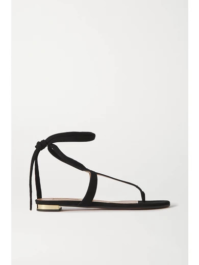 Aquazzura - June Suede Sandals - Black | NET-A-PORTER (US)