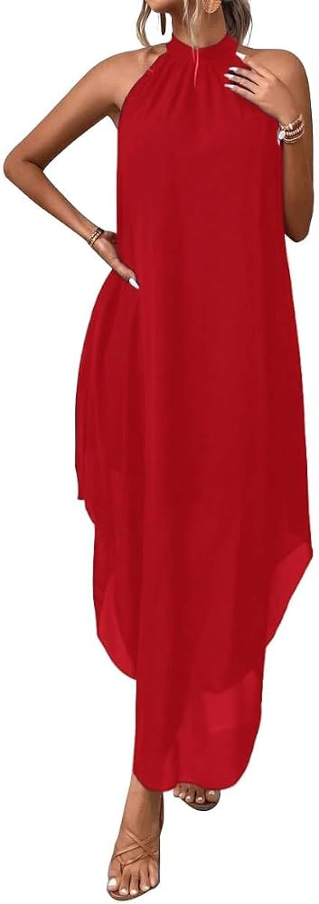 SKAYS Women's Wedding Guest Flowy Chiffon Elegant Maxi Dress | Amazon (US)