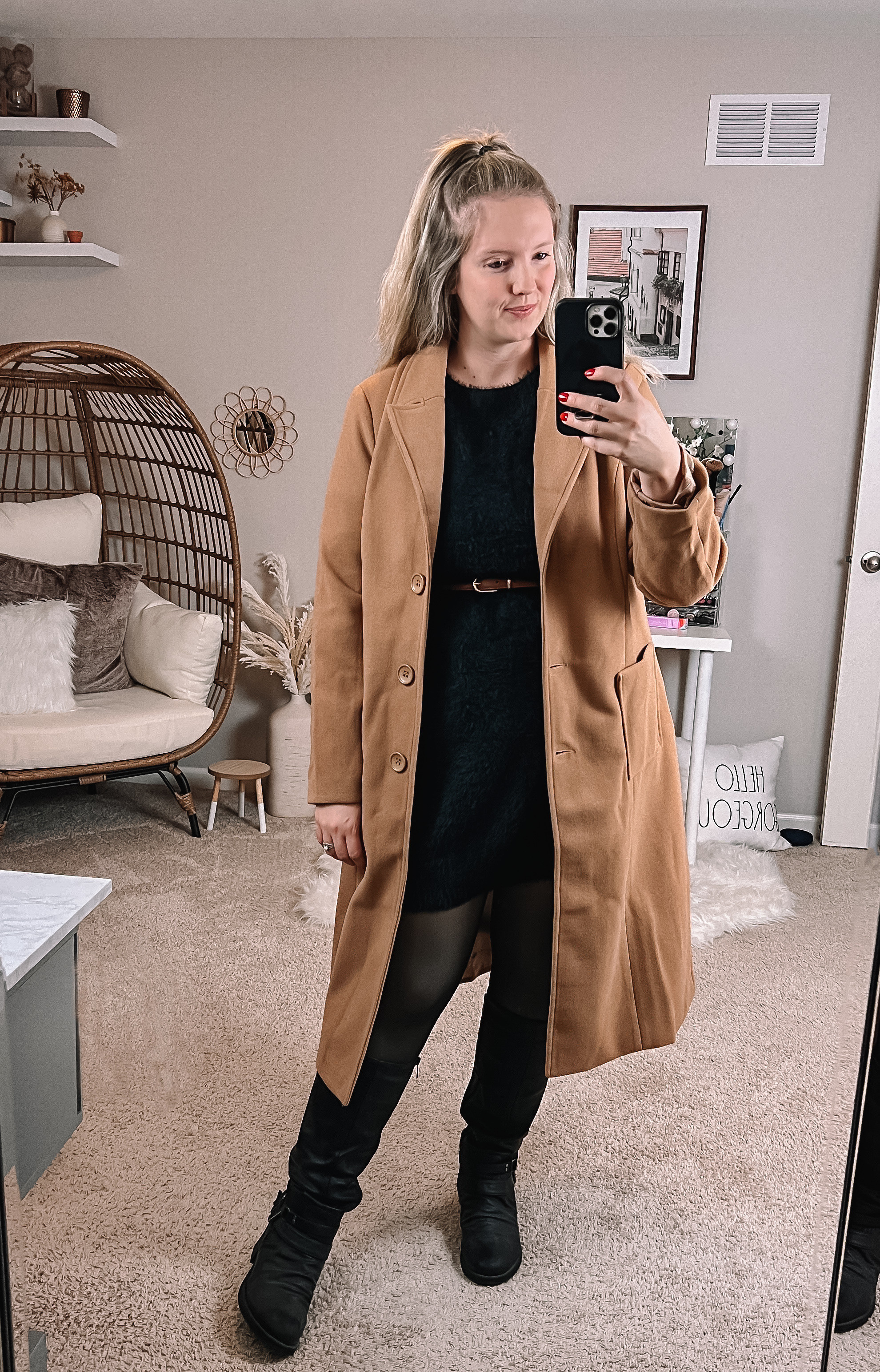 Can’t go wrong with a sweater dress and thin belt at the waist. A long coat really polishes the look on colder days.

#LTKFindsUnder100 #LTKWorkwear #LTKMidsize