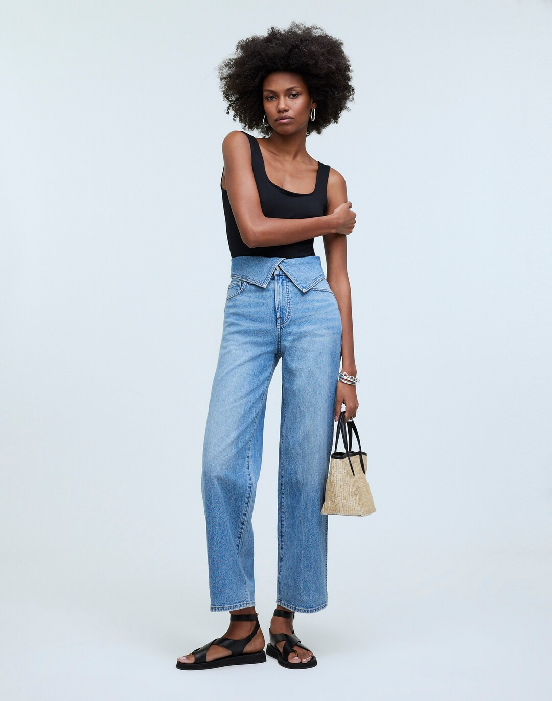 The Petite Perfect Vintage Wide-Leg Crop Jean in Pickford Wash: Foldover-Waist Edition | Madewell