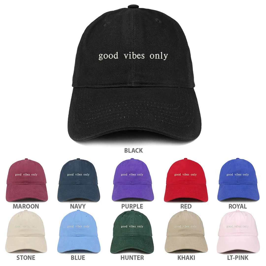 Stitchfy Good Vibes Only Embroidered 100% Cotton Adjustable Cap - Etsy | Etsy (US)
