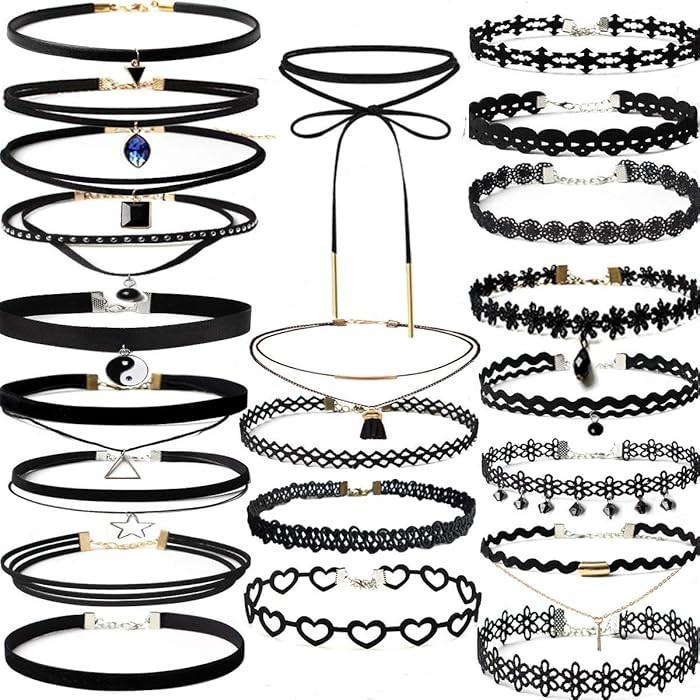 YOKER 22 Pcs Necklaces Black Velvet Choker Set for Womens Velvet Choker Set Classic Gothic Tattoo... | Amazon (US)