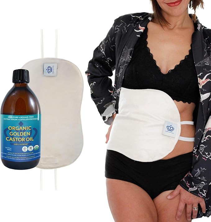 QUEEN OF THE THRONES Castor Oil Pack for Liver Kit - Heatless, Less-Mess, Reusable - Organic Cott... | Amazon (US)
