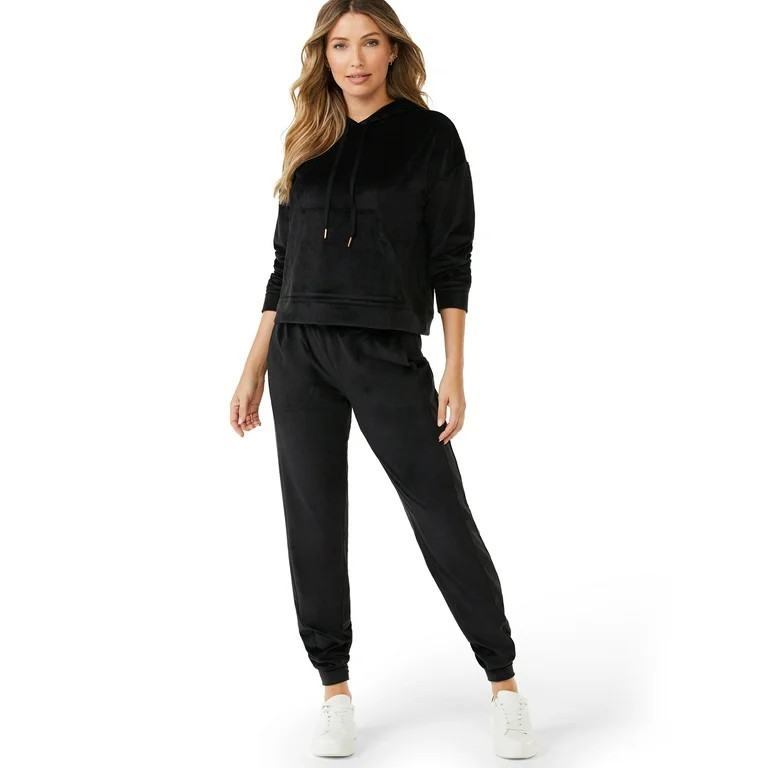 Sofia Intimates by Sofia Vergara Women's and Women's Plus Size Cropped Hoodie and Jogger Pants Se... | Walmart (US)