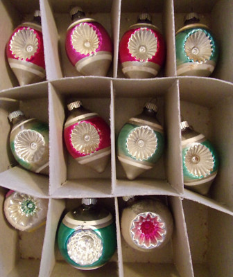 11 Vintage Shiny Brite Double Indent Mercury GlassTeardrop Stripe Ornament  2" | eBay US