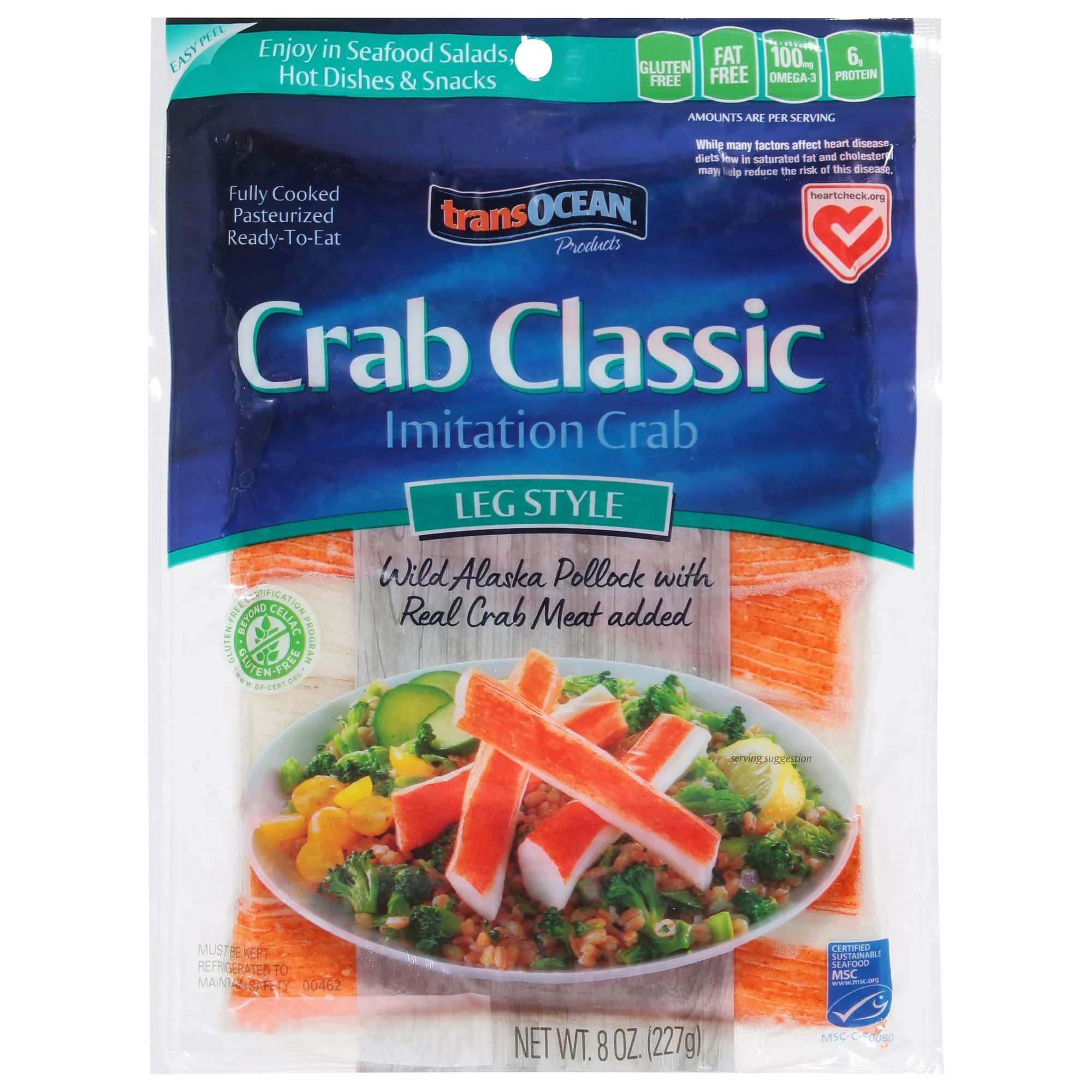 Transocean Crab Classic, Leg Style Imitation Crab, 1 - 8 oz Medium Plastic Bag | Walmart (US)