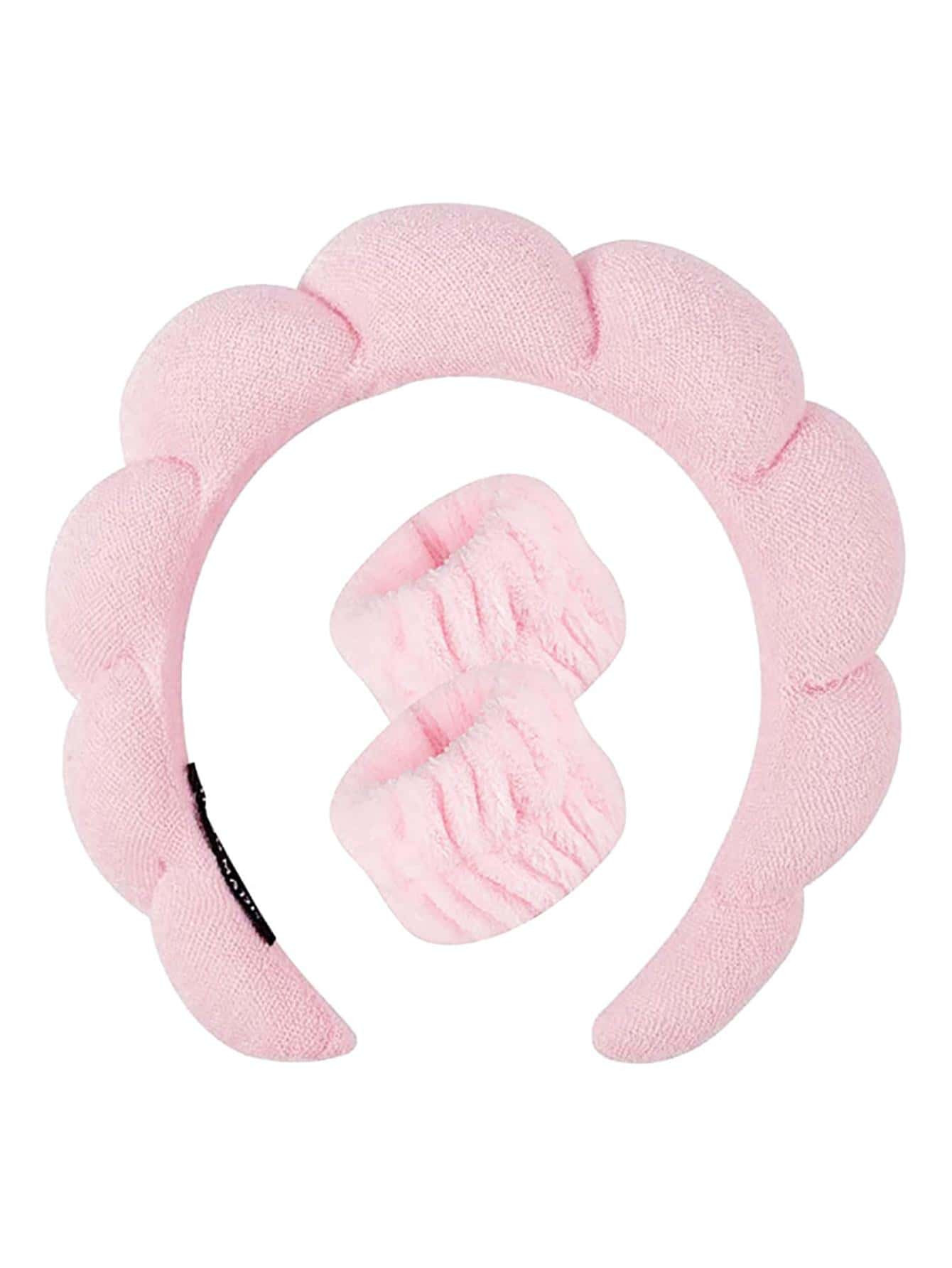 3pcs Solid Bath Headband & Bath Wrist Band Set | SHEIN