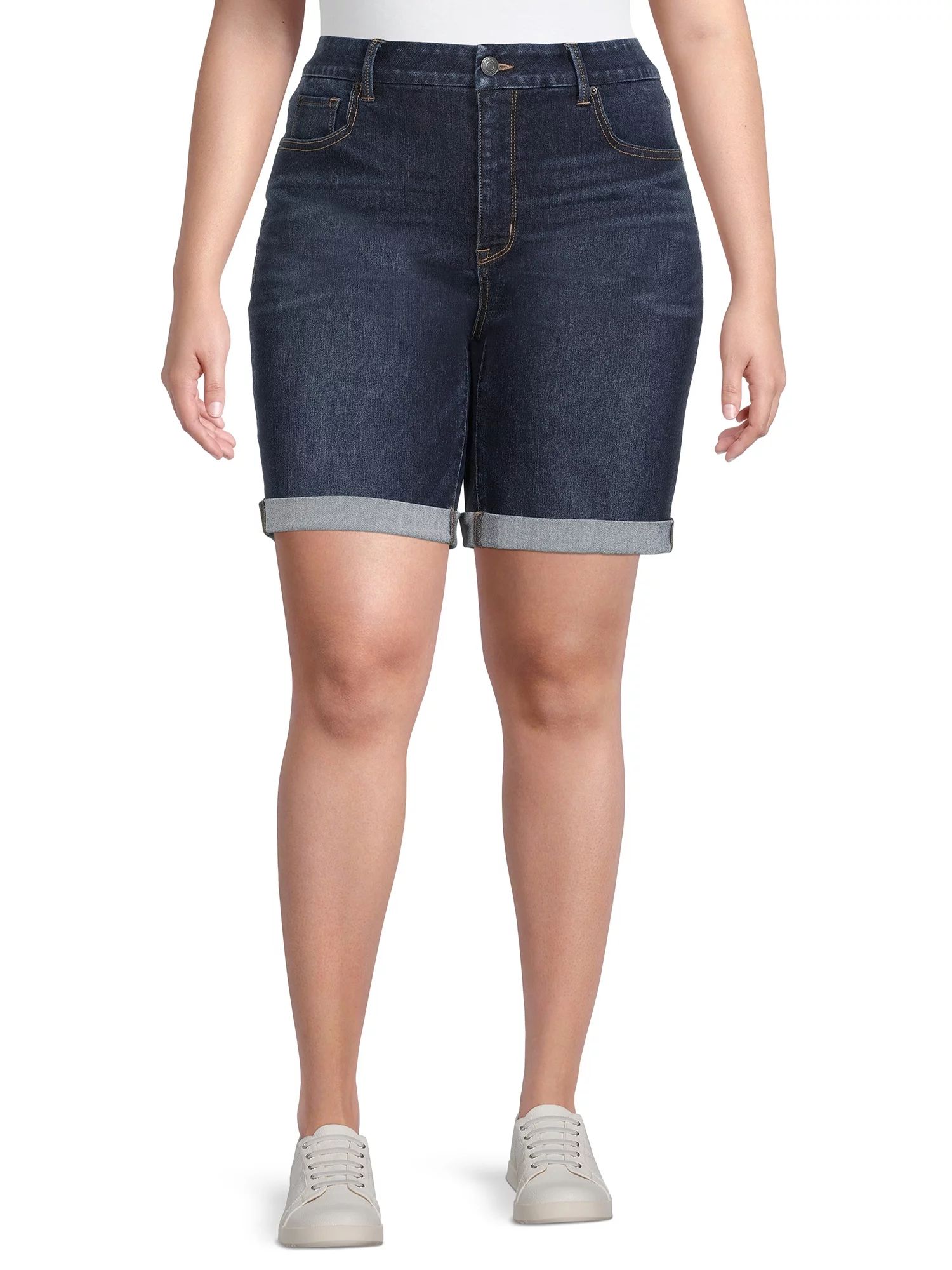 Terra & Sky Women's Plus Size High Rise Curvy Bermuda Shorts | Walmart (US)