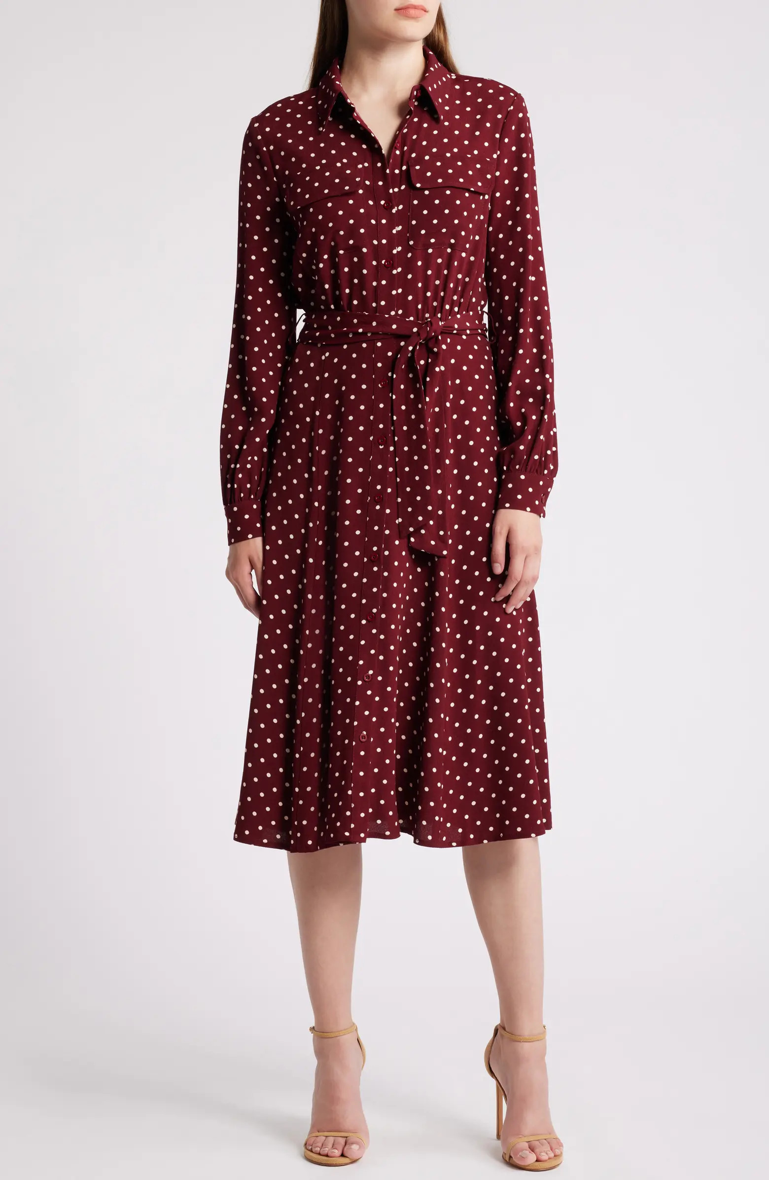 Polka Dot Long Sleeve Shirtdress | Nordstrom