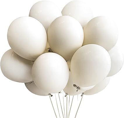 Jonhamwelbor Cream Balloons 12 inch 100 Pack White Sand Balloons Matte Ivory Color Latex Helium B... | Amazon (US)