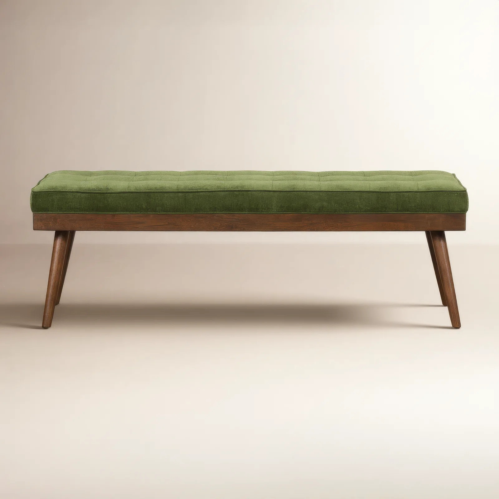 Luca 55" Velvet Fabric Bench in Distressed Green Velvet | AllModern