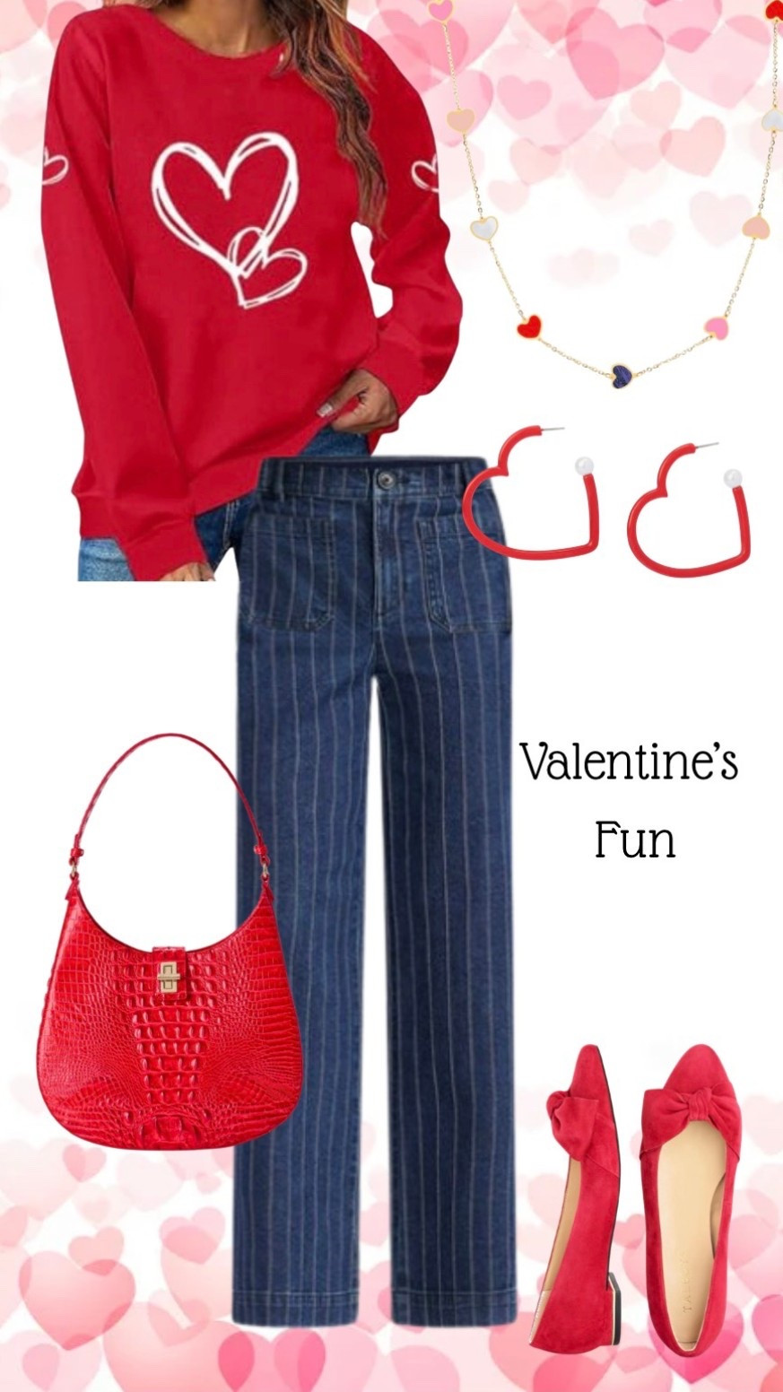 This outfit is for the fun, loving Valentine’s Day woman ❤️
Valentines outfit, wide leg pants, red-sweatshirt #LTKootd #LTKHoliday

#LTKOver40