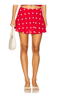 MAJORELLE Deanna Mini Skirt in Cherry Red Polka Dot from Revolve.com | Revolve Clothing (Global)