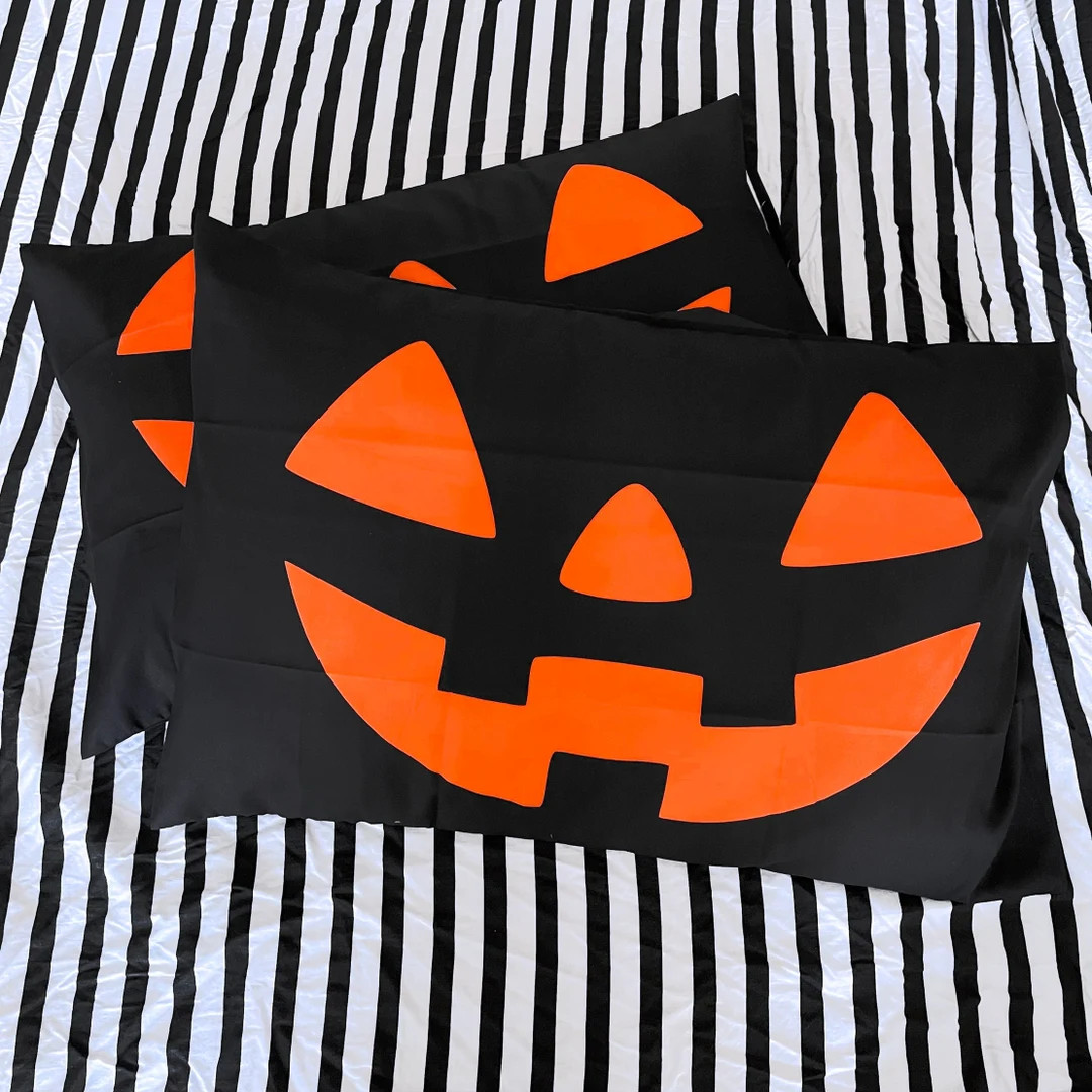 Jack O Lantern Black Pillowcase - Standard Sized Bed Pillow - Individual or Set of TWO - Etsy | Etsy (US)
