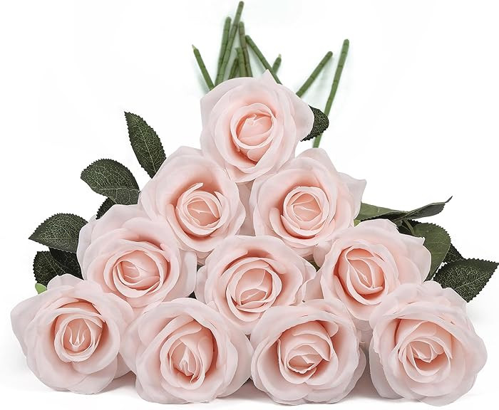 DuHouse 10pcs Fake Roses Artificial Silk Flowers Long Stems Bouquet for Arrangement Wedding Cente... | Amazon (CA)