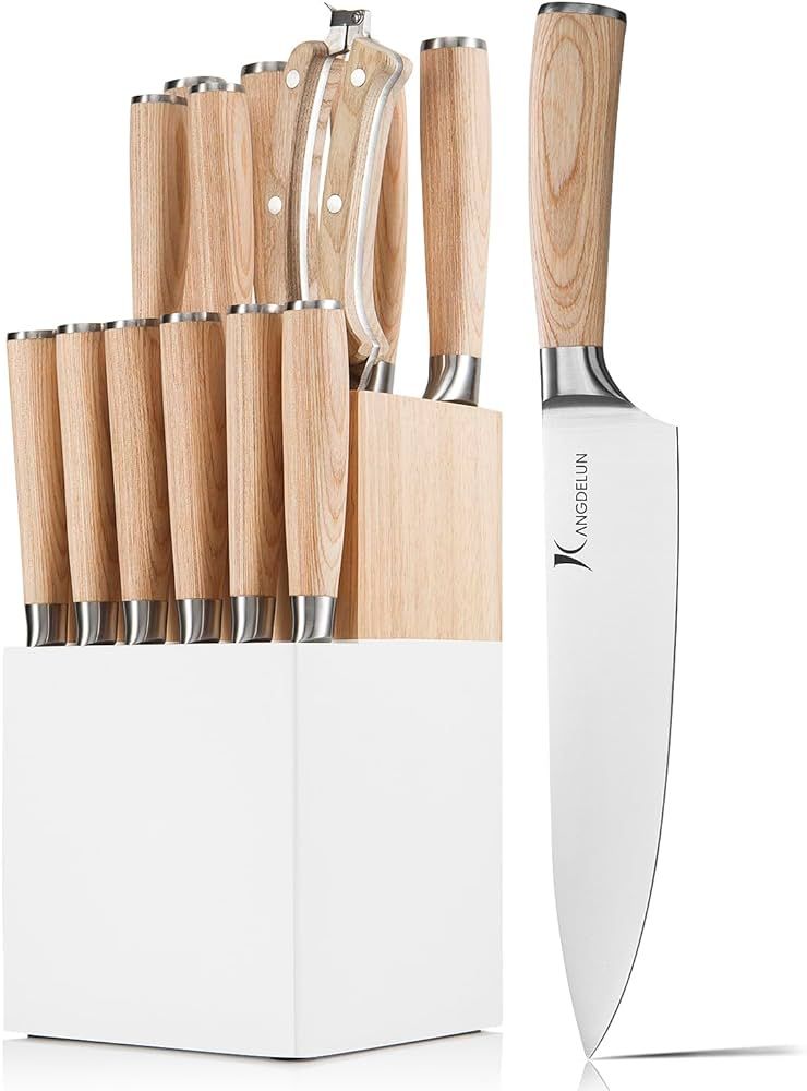 14 PCS Knife Block Set, Ultra Sharp High Carbon Stainless Steel, Ergonomic Pakkawood Handle | Amazon (US)