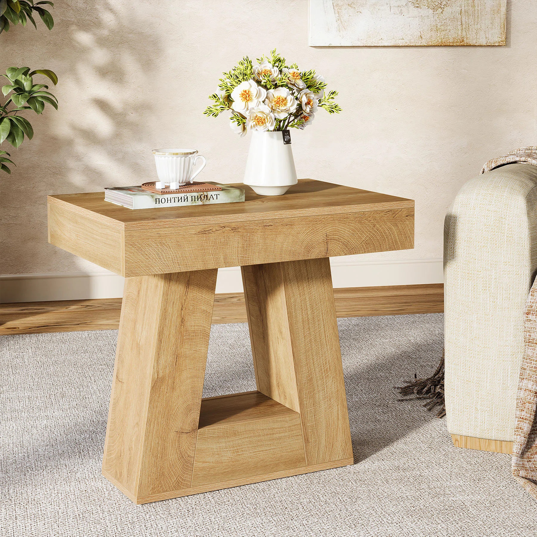 24" 2-Tier Rustic Wooden  Side End Table | Wayfair North America