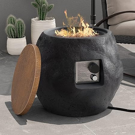 COSIEST Outdoor Propane Fire Pit w 23" Faux-Stone Base, Jar Shaped Fire Table w 40,000 BTU Stainl... | Amazon (US)