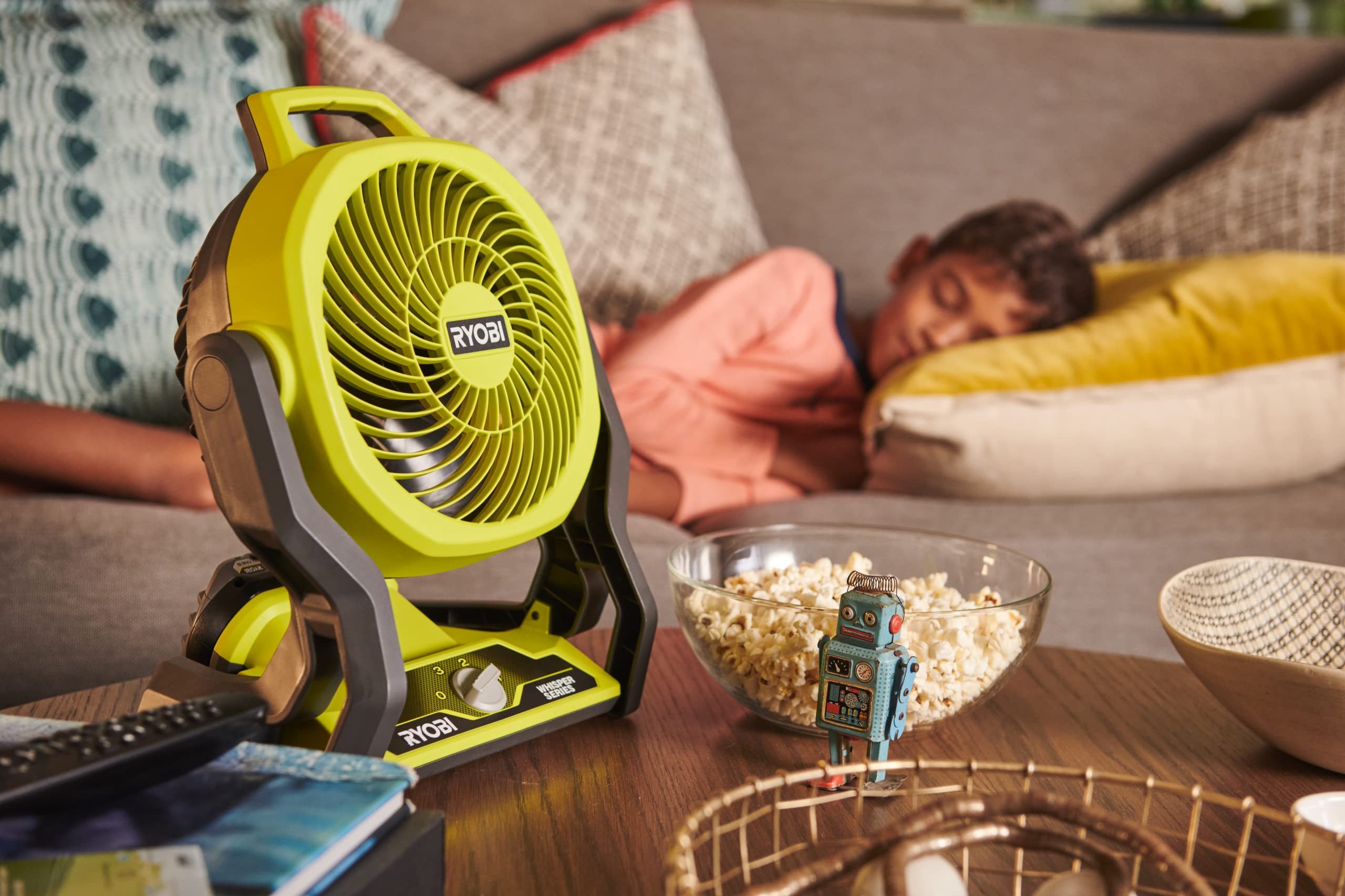 RYOBI RF18-0 18V ONE+ Cordless 3-Speed Whisper Fan (Bare Tool), Hyper Green | Amazon (US)