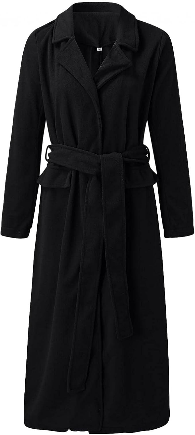 Lovor Women Basic Windbreaker Plus Size Belted Coat Overcoat Long Sleeve Trench Outwear Jacket Po... | Amazon (US)