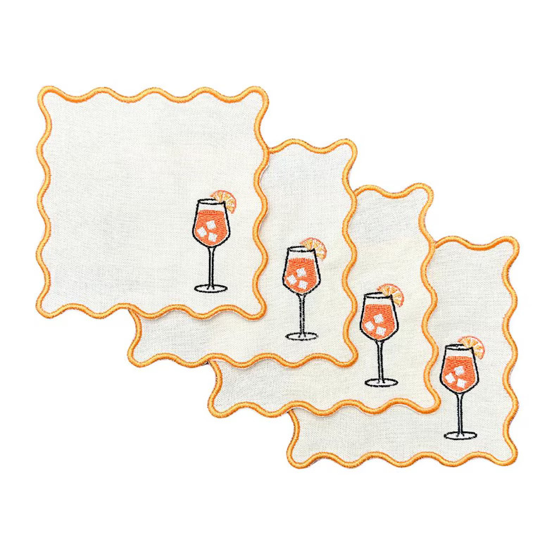 Aperol Spritz Linen Cocktail Napkins - Etsy | Etsy (US)