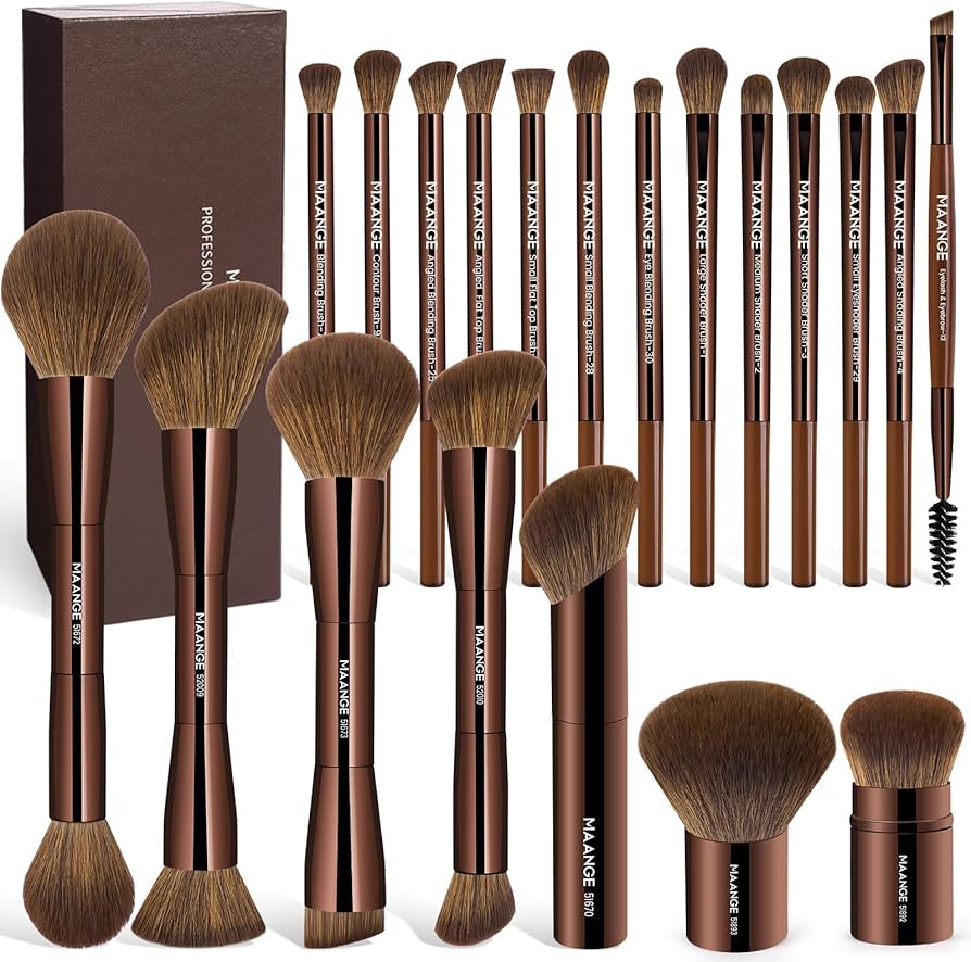 MAANGE 20 Pcs Makeup Brushes with Gift Box, Double-End Multi-functional Makeup Brushes for Blendi... | Amazon (US)