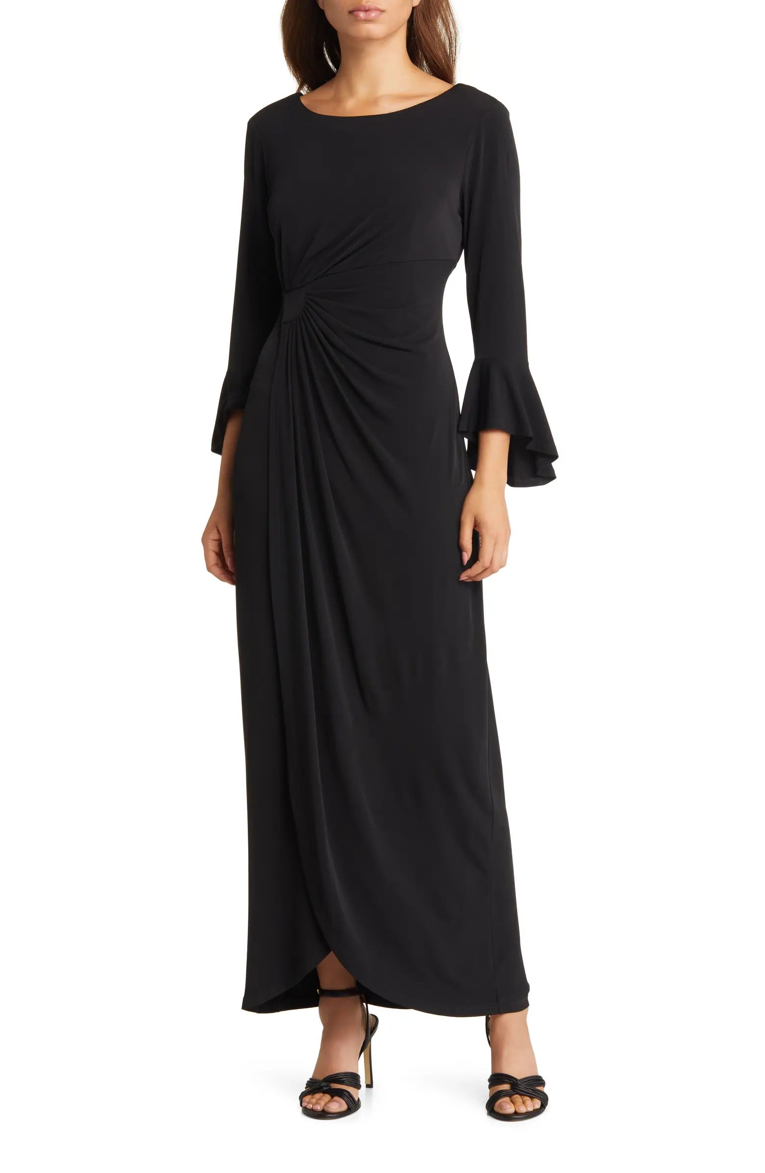 Bell Sleeve Gathered Waist Gown | Nordstrom