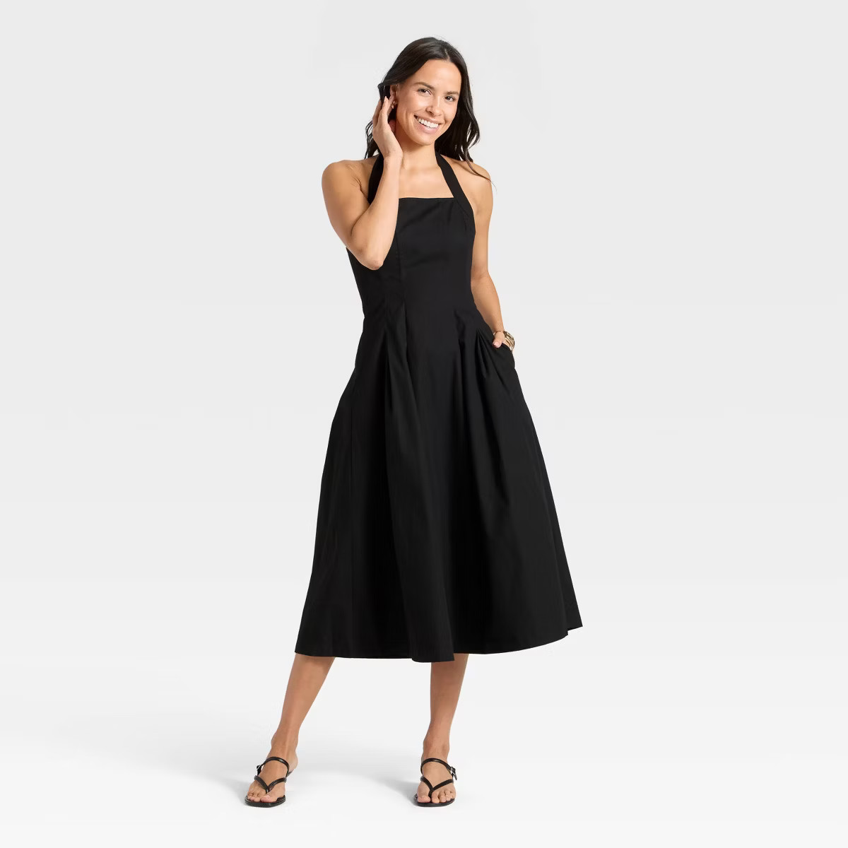 Women's Midi Halter Dress - A New Day™ Black L | Target