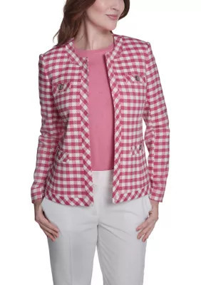Tommy Hilfiger Women's Gingham Band Jacket, Pink, 12 | Belk