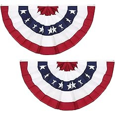 G128 – 2 Pack: USA Pleated Fan Flag, 3x6 Feet American USA Bunting Decoration Flags EMBROIDERED... | Amazon (US)