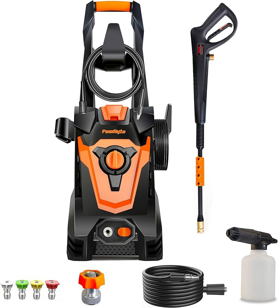 PowRyte Electric Pressure Washer, Foam Cannon, 4 Different Pressure Tips, Power Washer, 3800 PSI ... | Amazon (US)
