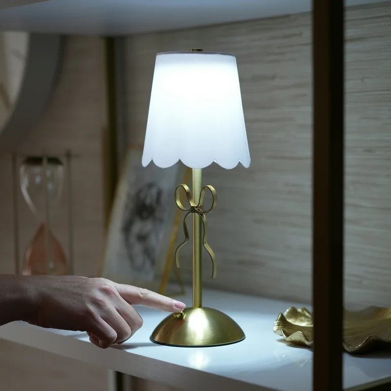 Home Decor Collection Sterling & Noble Home  Tabletop LED Touch Lamp with Scalloped White Fabric ... | Walmart (US)