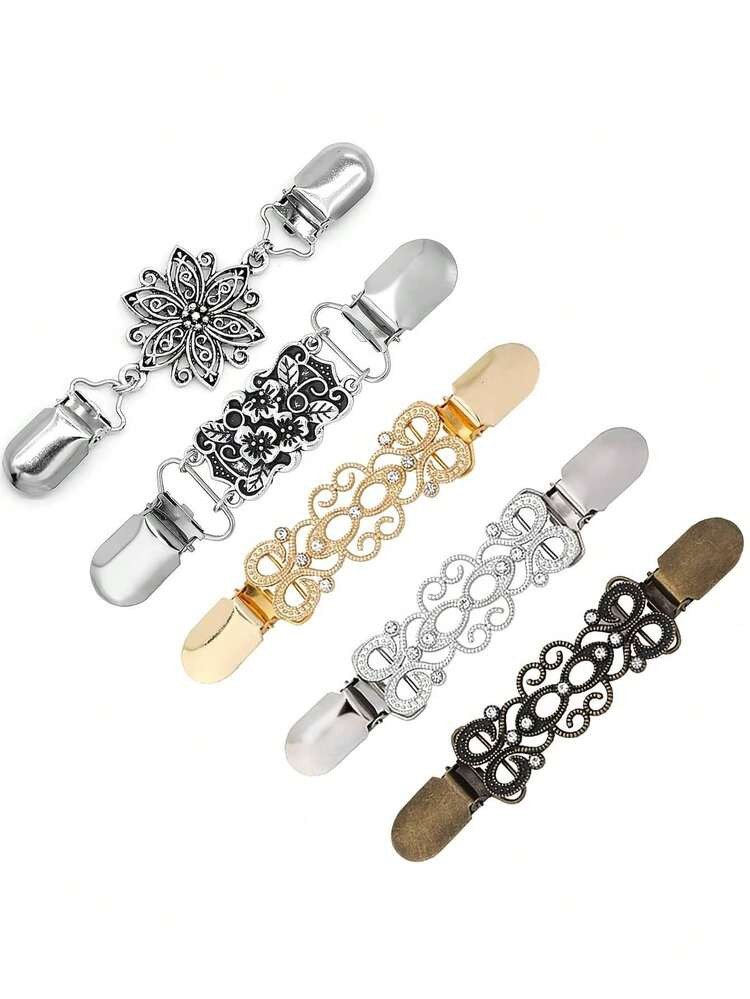 Vintage Sweater Cardigan Collar Clips For Women, Waist Cincher Clips ,Dress Shirt Brooch Clips, G... | SHEIN