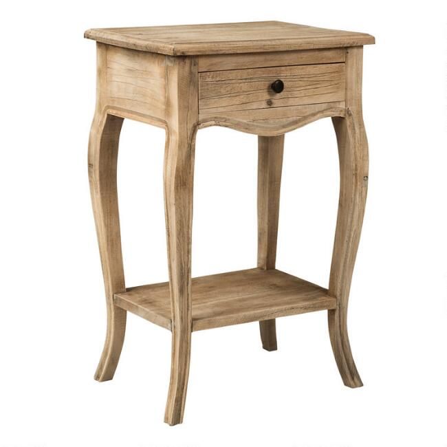 Natural Wood Noam Accent Table with Drawer | World Market