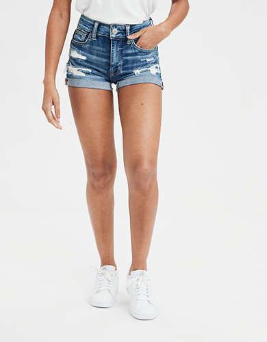 AE Ne(X)t Level High-Waisted Denim Short Short | American Eagle Outfitters (US & CA)