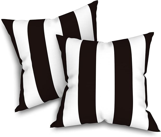 Pack of 2 Patio Throw Pillow Covers ONLY, Water Repellent Cushion Cases 20x20 Inch, Square Pillow... | Amazon (US)